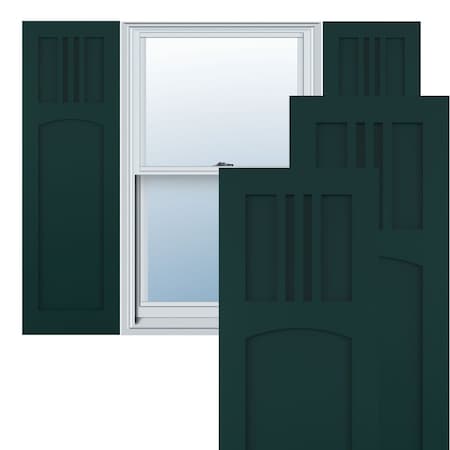 True Fit PVC San Miguel Mission Style Fixed Mount Shutters, Thermal Green, 18W X 25H